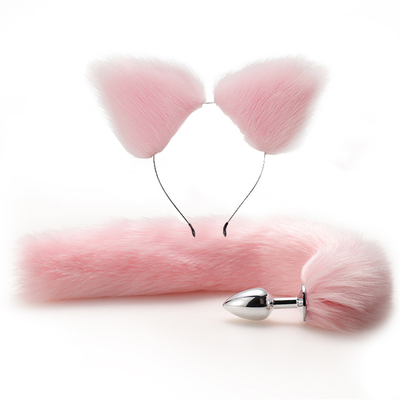 สไตล์ใหม่ Fox Tail Anal Plug ของเล่น, Anal Butt Plug, Tail Anal Plug สําหรับผู้หญิง Fancy Cat Kitty Costume Ear Party Hair Head