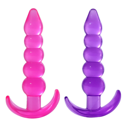 Bumpy Delight Anal Plug, Purple Flexible, Waterproof TPE Rubber Butt Plug with Smooth Incremental Anal Bead