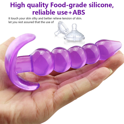 Bumpy Delight Anal Plug, Purple Flexible, Waterproof TPE Rubber Butt Plug with Smooth Incremental Anal Bead