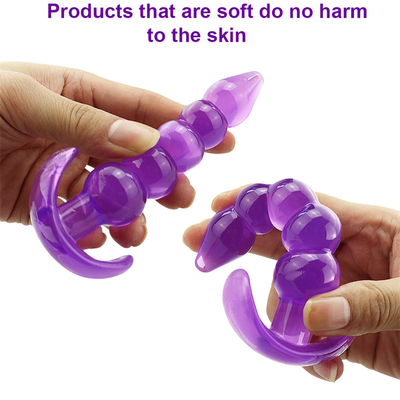 Bumpy Delight Anal Plug, Purple Flexible, Waterproof TPE Rubber Butt Plug with Smooth Incremental Anal Bead