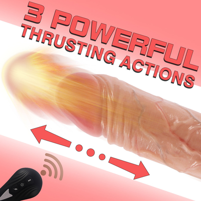 8&quot; Vibrating Dildo Thrusting Vibrator with Rotating,Realistic Telescopic penis for Anal Clitoral G Spot Stimulation