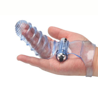 ความแปลกใหม่ของเล่นทางเพศ Finger Sleeve Vibrator RoHS Medical TPE สำหรับผู้หญิง