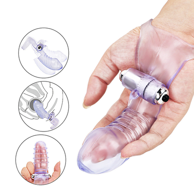 ความแปลกใหม่ของเล่นทางเพศ Finger Sleeve Vibrator RoHS Medical TPE สำหรับผู้หญิง