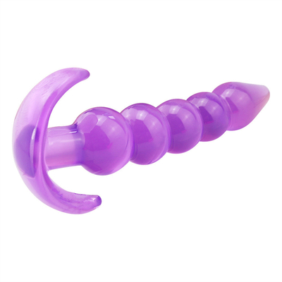 Bumpy Delight Anal Plug ปลั๊กก้นยาง TPE กันน้ำแบบยืดหยุ่นสีม่วงพร้อมลูกปัดก้นที่เพิ่มขึ้นอย่างราบรื่น