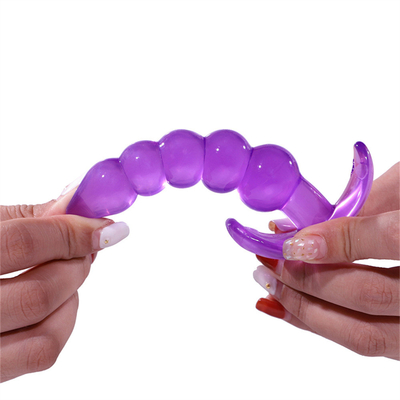 Bumpy Delight Anal Plug ปลั๊กก้นยาง TPE กันน้ำแบบยืดหยุ่นสีม่วงพร้อมลูกปัดก้นที่เพิ่มขึ้นอย่างราบรื่น