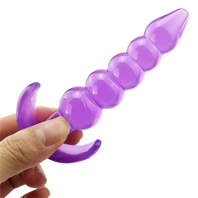 Bumpy Delight Anal Plug ปลั๊กก้นยาง TPE กันน้ำแบบยืดหยุ่นสีม่วงพร้อมลูกปัดก้นที่เพิ่มขึ้นอย่างราบรื่น