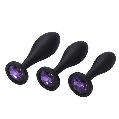 Drop Shipping ซิลิโคน Anal Sex ของเล่น Water Drop Design สีดำ Anal Massager Butt Plug Anal Plug Set