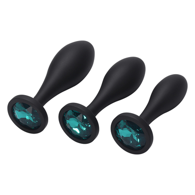 Drop Shipping ซิลิโคน Anal Sex ของเล่น Water Drop Design สีดำ Anal Massager Butt Plug Anal Plug Set