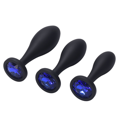 Drop Shipping ซิลิโคน Anal Sex ของเล่น Water Drop Design สีดำ Anal Massager Butt Plug Anal Plug Set