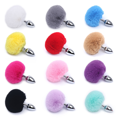 สีต่าง ๆ ของเล่นเซ็กส์โลหะ ช่องคอด้วยหางกระต่าย