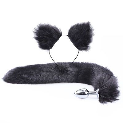 สไตล์ใหม่ Fox Tail Anal Plug ของเล่น, Anal Butt Plug, Tail Anal Plug สําหรับผู้หญิง Fancy Cat Kitty Costume Ear Party Hair Head