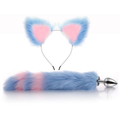 สไตล์ใหม่ Fox Tail Anal Plug ของเล่น, Anal Butt Plug, Tail Anal Plug สําหรับผู้หญิง Fancy Cat Kitty Costume Ear Party Hair Head
