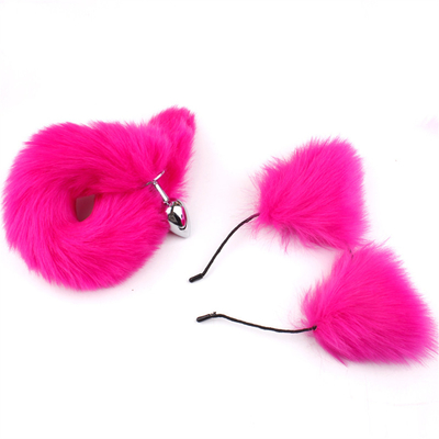 สไตล์ใหม่ Fox Tail Anal Plug ของเล่น, Anal Butt Plug, Tail Anal Plug สําหรับผู้หญิง Fancy Cat Kitty Costume Ear Party Hair Head