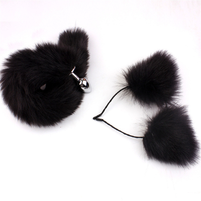 สไตล์ใหม่ Fox Tail Anal Plug ของเล่น, Anal Butt Plug, Tail Anal Plug สําหรับผู้หญิง Fancy Cat Kitty Costume Ear Party Hair Head