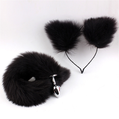 สไตล์ใหม่ Fox Tail Anal Plug ของเล่น, Anal Butt Plug, Tail Anal Plug สําหรับผู้หญิง Fancy Cat Kitty Costume Ear Party Hair Head