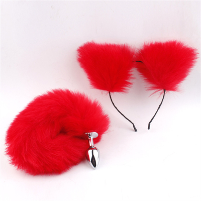 สไตล์ใหม่ Fox Tail Anal Plug ของเล่น, Anal Butt Plug, Tail Anal Plug สําหรับผู้หญิง Fancy Cat Kitty Costume Ear Party Hair Head