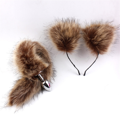 สไตล์ใหม่ Fox Tail Anal Plug ของเล่น, Anal Butt Plug, Tail Anal Plug สําหรับผู้หญิง Fancy Cat Kitty Costume Ear Party Hair Head