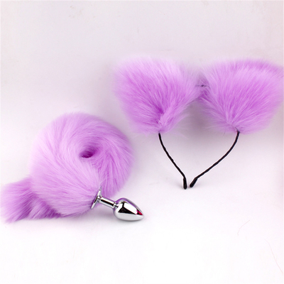 สไตล์ใหม่ Fox Tail Anal Plug ของเล่น, Anal Butt Plug, Tail Anal Plug สําหรับผู้หญิง Fancy Cat Kitty Costume Ear Party Hair Head