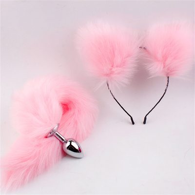 สไตล์ใหม่ Fox Tail Anal Plug ของเล่น, Anal Butt Plug, Tail Anal Plug สําหรับผู้หญิง Fancy Cat Kitty Costume Ear Party Hair Head