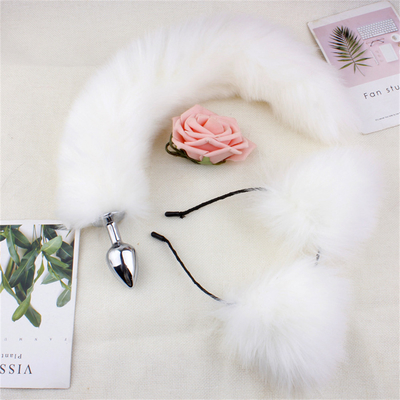สไตล์ใหม่ Fox Tail Anal Plug ของเล่น, Anal Butt Plug, Tail Anal Plug สําหรับผู้หญิง Fancy Cat Kitty Costume Ear Party Hair Head
