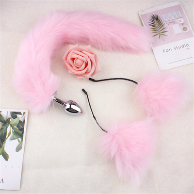สไตล์ใหม่ Fox Tail Anal Plug ของเล่น, Anal Butt Plug, Tail Anal Plug สําหรับผู้หญิง Fancy Cat Kitty Costume Ear Party Hair Head