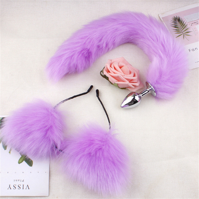 สไตล์ใหม่ Fox Tail Anal Plug ของเล่น, Anal Butt Plug, Tail Anal Plug สําหรับผู้หญิง Fancy Cat Kitty Costume Ear Party Hair Head