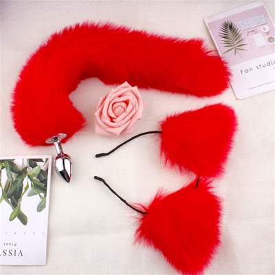สไตล์ใหม่ Fox Tail Anal Plug ของเล่น, Anal Butt Plug, Tail Anal Plug สําหรับผู้หญิง Fancy Cat Kitty Costume Ear Party Hair Head