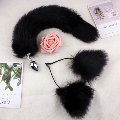 สไตล์ใหม่ Fox Tail Anal Plug ของเล่น, Anal Butt Plug, Tail Anal Plug สําหรับผู้หญิง Fancy Cat Kitty Costume Ear Party Hair Head