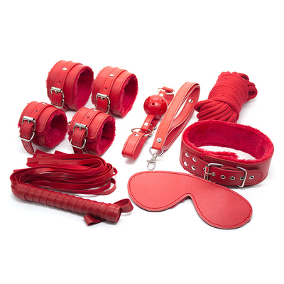 ผูกพัน PU ผ้าหนัง Fetish Kit ผูกพันทาสของเล่นเพศผูกพันสําหรับคู่