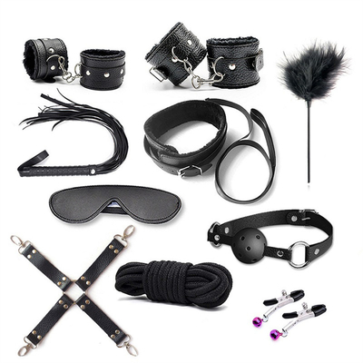 10pcs/set SM Products Bondage PU Leather Fetish Kit กักขังทาสของเล่นเพศ