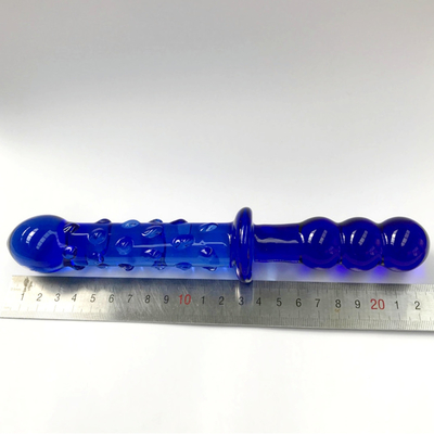 กระจก Dildo สีฟ้า โรสเตต Massager กระจกคริสตัล Dildo ของเล่นเพศสําหรับผู้หญิง