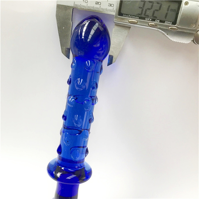 กระจก Dildo สีฟ้า โรสเตต Massager กระจกคริสตัล Dildo ของเล่นเพศสําหรับผู้หญิง