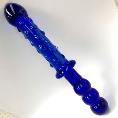 กระจก Dildo สีฟ้า โรสเตต Massager กระจกคริสตัล Dildo ของเล่นเพศสําหรับผู้หญิง