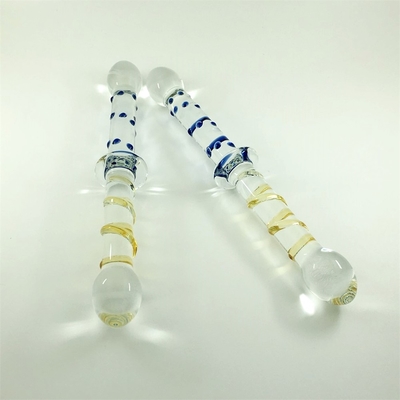 สีสันดีลโด้แก้ว ดิลโด้แก้วหัวสอง ดิลโด้แก้วหลอดเลือดขอด ปุ่มปลาใหญ่ ดิลโด้แก้ว ไพเร็กซ์ สําหรับผู้หญิง