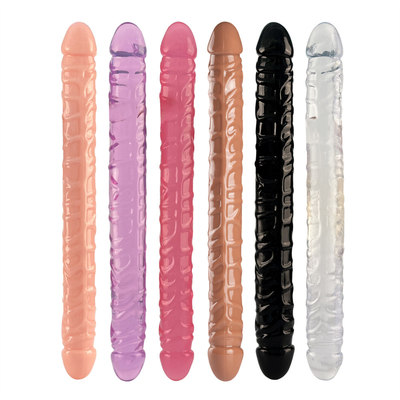 เจลลี่-จริง Double Dong ผู้ใหญ่ Dildo ของเล่นเพศสําหรับเลสเบี้ยน กันน้ํา ยืดหยุ่น Dildo สําหรับผู้หญิง