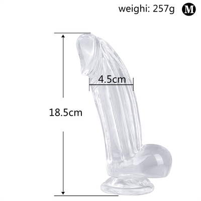 Dildos จริงๆ ดีลโด้ชัดเจนกับถ้วยดูดมือฟรีของเล่นเพศเจลลี่ ดีลโด้ วัสดุที่ปลอดภัยและของเล่นเพศผู้ใหญ่สําหรับ W