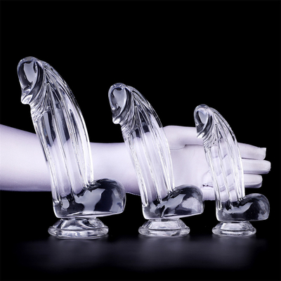Dildos จริงๆ ดีลโด้ชัดเจนกับถ้วยดูดมือฟรีของเล่นเพศเจลลี่ ดีลโด้ วัสดุที่ปลอดภัยและของเล่นเพศผู้ใหญ่สําหรับ W