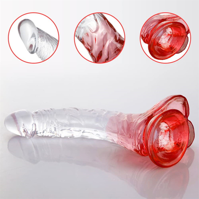 เซลลี่อ่อนเพศประดิษฐ์เพศชายขนาดต่าง ๆ ของเล่น Dick สําหรับผู้ใหญ่ สีสันสีสันเพศชายยางคริสตัล ใหญ่จริง Dildo สําหรับ Wom