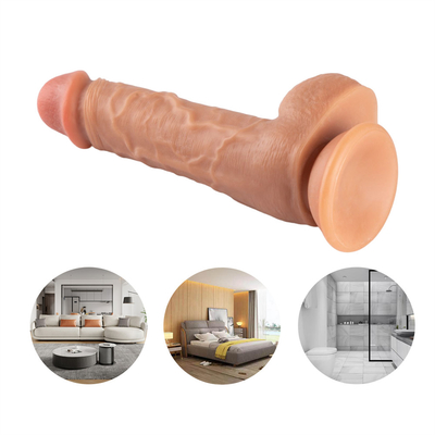 พีวีซีทางการแพทย์ ภาพจริง ดิลโดอ่อนโยนกับถ้วยดูด ใหญ่ใหญ่ Dick สําหรับผู้หญิง Cyber Skin ควายดูด
