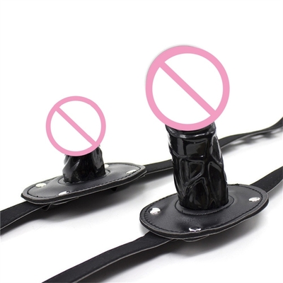 SM Adult Erotica Dildo Mouth Plugs Dildos สีดํายาว สําหรับการมีเพศสัมพันธ์ เปิดปาก Bondage Gag