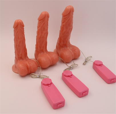 สารที่ปลอดภัยสําหรับร่างกายของ Dildo แบบจริง ค้อนเพศขนาดใหญ่แบบจริง กับถ้วยดูดแรง เครื่องสั่น Dildo ที่มีความร้อน