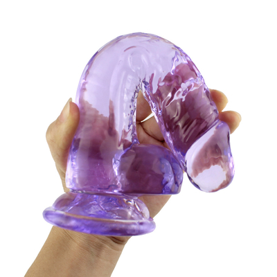 คริสตัลใสสมจริง Dildo Sex Toy Phallus Sticks สำหรับผู้หญิง