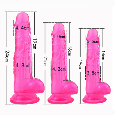 คริสตัลใสสมจริง Dildo Sex Toy Phallus Sticks สำหรับผู้หญิง