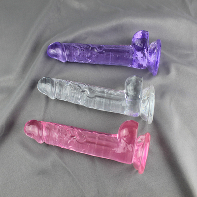 คริสตัลใสสมจริง Dildo Sex Toy Phallus Sticks สำหรับผู้หญิง
