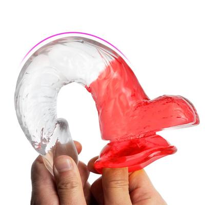 2024 ขายร้อน TPR COLORFUL CLEAR curving dildo สําหรับผู้ชายและผู้หญิง