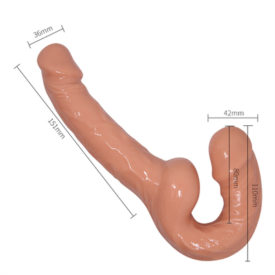 คลาสสิก Strapless Strap-on Dildo Vibrator สําหรับคู่รัก สเตรปอนสําหรับ Lesbian USB Charger หัวสอง Vibrator เพศผู้ใหญ่