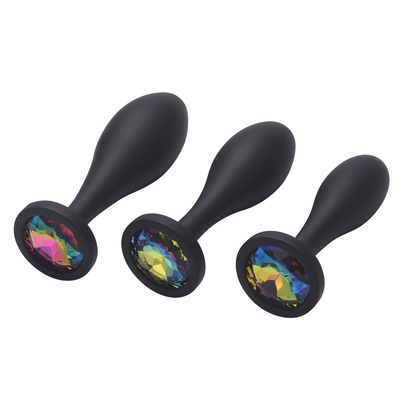 ซิลิโคนก้นเซ็กส์ทอย Water Drop Design Black Anal Massager Butt Plug Anal Plug Set