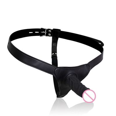 เลสเบี้ยน 4 นิ้วพร้อมเข็มขัดรัดอวัยวะเพศชาย Sucker ทางการแพทย์ PVC PU Sex Toys